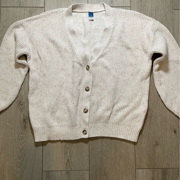 Old Navy Girls' Cream Confetti Knit Warm Stylish Cozy Layering Cardigan L  (10) - Picture 2 of 8